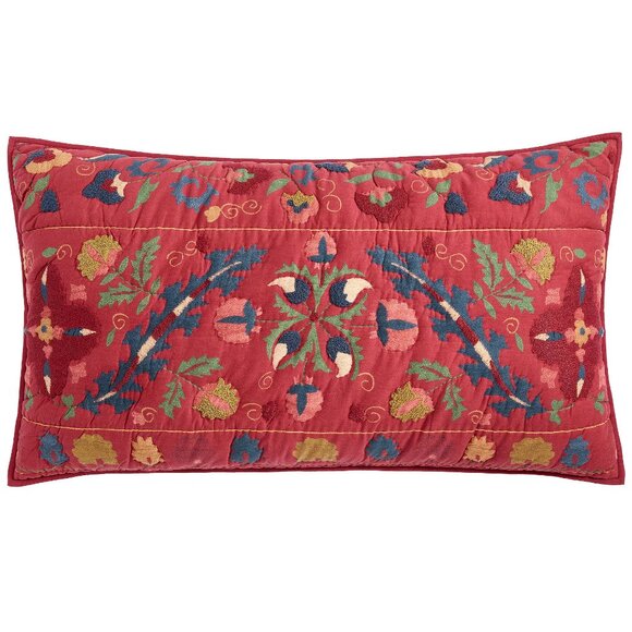 2 Pottery Barn Mazie Suzani Quilted KING Pillow Sham Cover Embroidered Red NWT